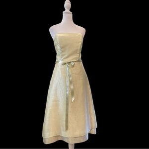 Sage Strapless Tulle Midi Dress XS Bridesmaid Wedding Guest Formal